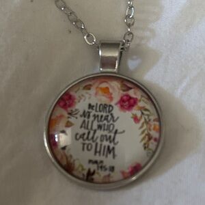 Inspirational Pendant Necklace with Floral Design